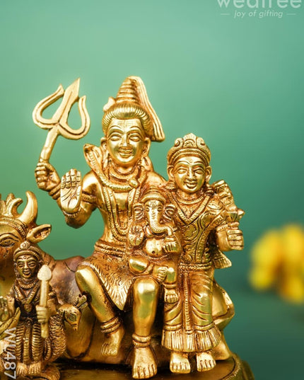 Brass Shivan Parvathi with Ganesha Idol - 10 inch - WL4871 Brass Figurines