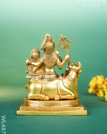 Brass Shivan Parvathi with Ganesha Idol - 10 inch - WL4871 Brass Figurines