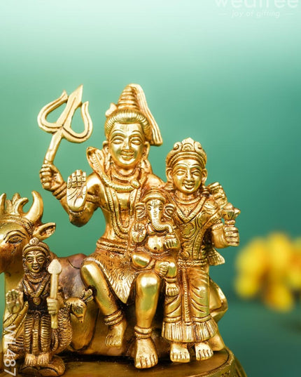 Brass Shivan Parvathi with Ganesha Idol - 10 inch - WL4871 Brass Figurines