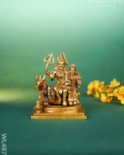 Brass Shivan Parvathi with Ganesha Idol - 10 inch - WL4871 Brass Figurines