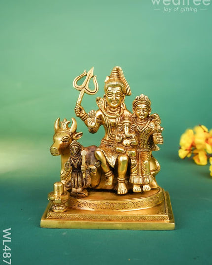 Brass Shivan Parvathi with Ganesha Idol - 10 inch - WL4871 Brass Figurines