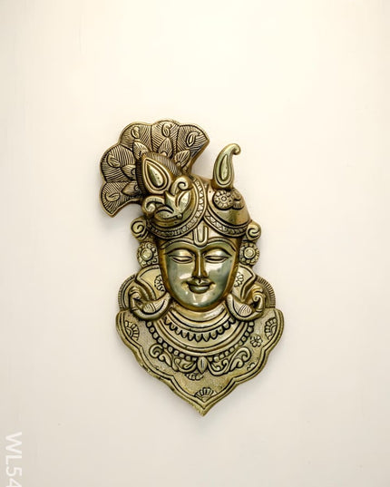 Brass Shreenathji Wall Hanging - 11 inch - WL5453 - Brass Wall Hanging