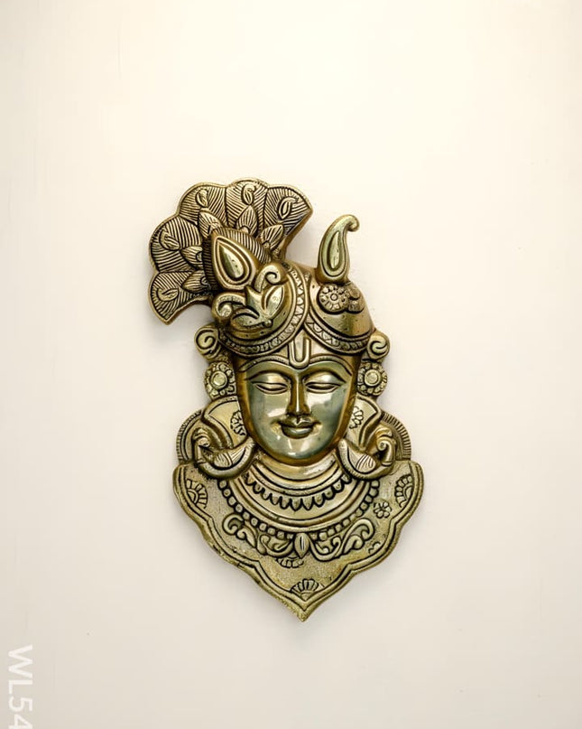 Brass Shreenathji Wall Hanging - 11 inch - WL5453 - Brass Wall Hanging