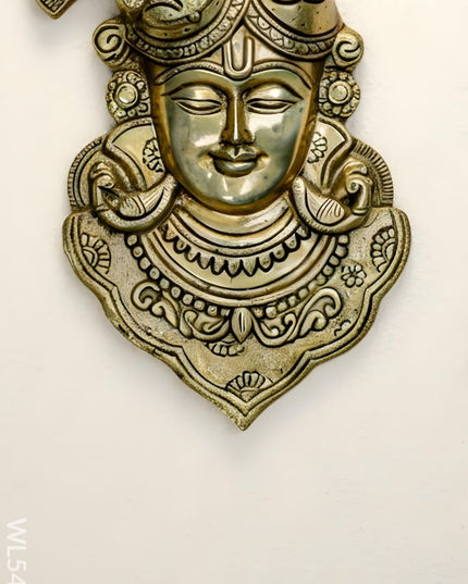 Brass Shreenathji Wall Hanging - 11 inch - WL5453 - Brass Wall Hanging