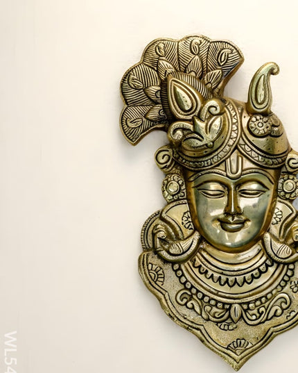 Brass Shreenathji Wall Hanging - 11 inch - WL5453 - Brass Wall Hanging