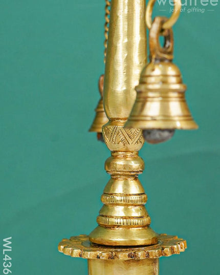 Brass Square Chowki With Bells - Wl4367 Utility
