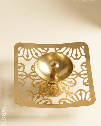 Brass Square Shaped Diya - WBG0037 - Brass Diya RG