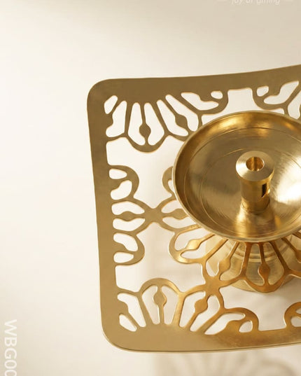 Brass Square Shaped Diya - WBG0037 - Brass Diya RG