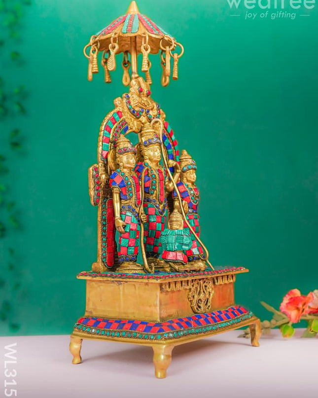 Brass - Sri Ramar Pattabhishekam Statue with Stone Work - WL3157 Brass Figurines