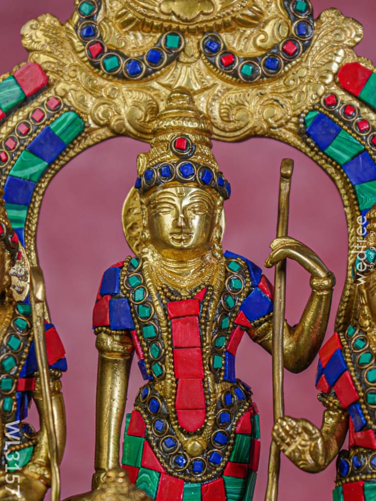 Brass - Sri Ramar Pattabhishekam Statue With Stone Work Wl3157 Figurines