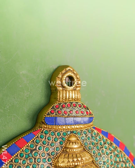 Brass Stone & Tile Work Bell Ganesha Wall Hanging - 15 Inch Wl4743