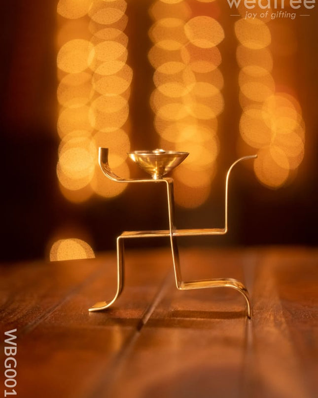 Brass Swasthik Diya - Wbg0015 Diyas