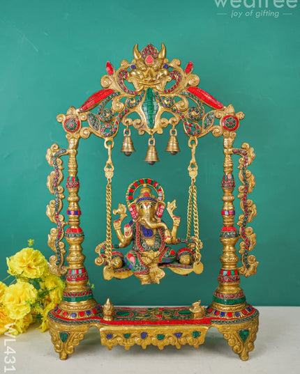 Brass Swing Ganesha Statue - Wl4319 Figurines
