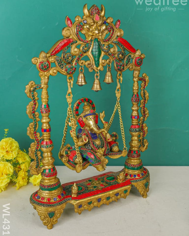 Brass Swing Ganesha Statue - Wl4319 Figurines