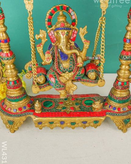 Brass Swing Ganesha Statue - Wl4319 Figurines