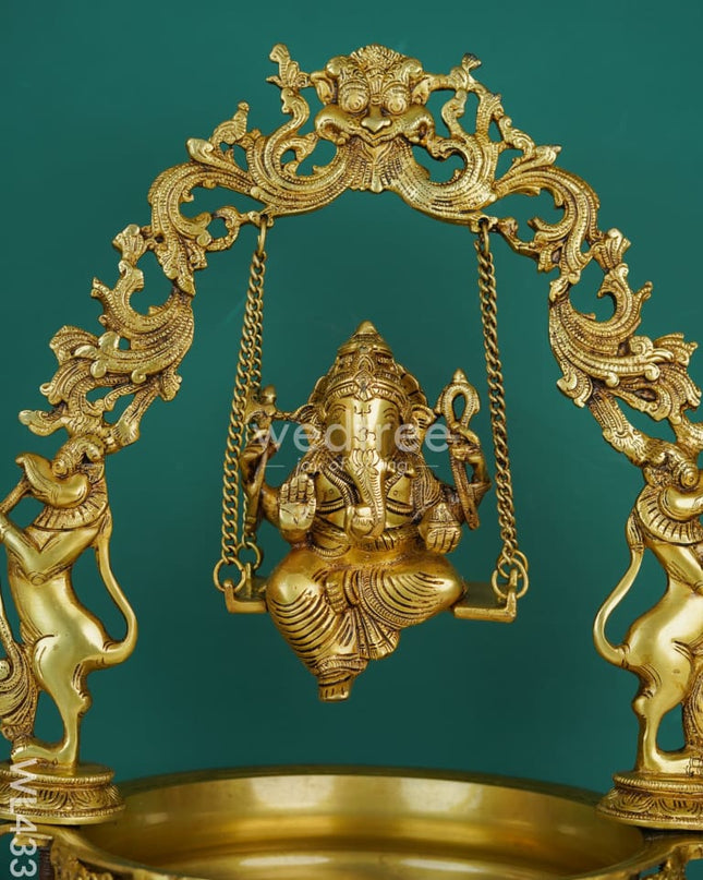 Brass Swing Ganesha Urli - 21 Inch Wl4337