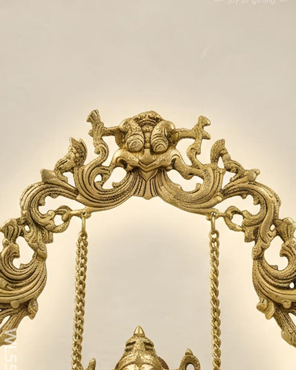 Brass Swing Ganesha Urli - 21 inch - WL5564 - Brass Urli