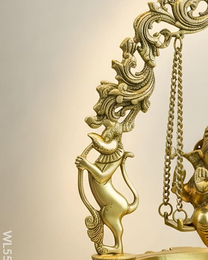 Brass Swing Ganesha Urli - 21 inch - WL5564 - Brass Urli