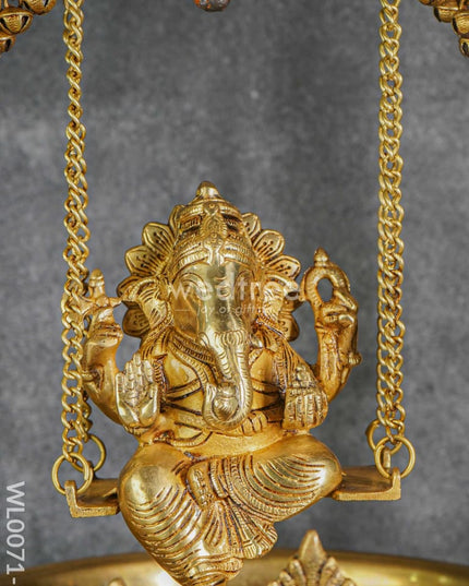 Brass Swing Ganesha Urli With Peacock Design - Wl0071-2