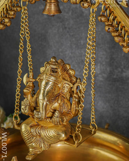 Brass Swing Ganesha Urli With Peacock Design - Wl0071-2