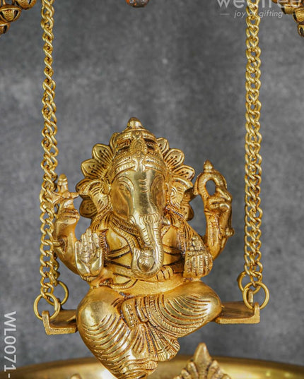 Brass Swing Ganesha Urli With Peacock Design - Wl0071-2