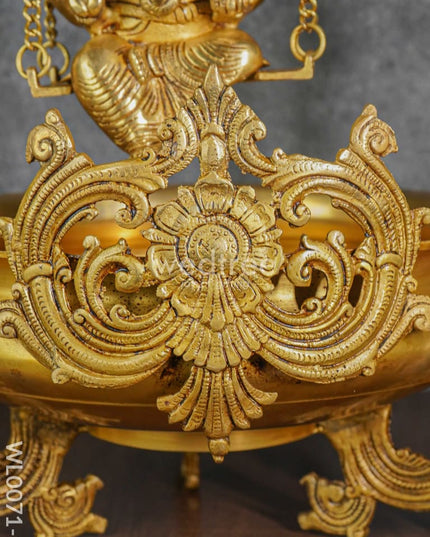 Brass Swing Ganesha Urli With Peacock Design - Wl0071-2