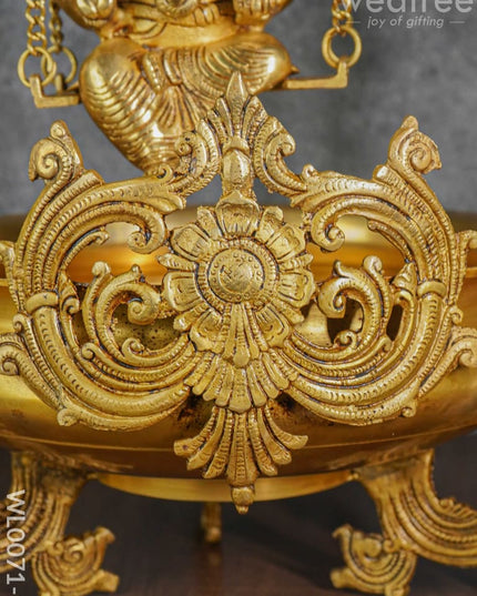 Brass Swing Ganesha Urli With Peacock Design - Wl0071-2