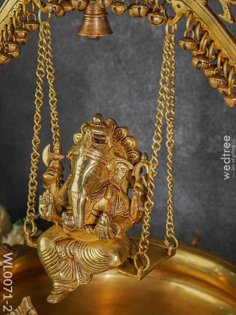 Brass Swing Ganesha Urli With Peacock Design - Wl0071-2