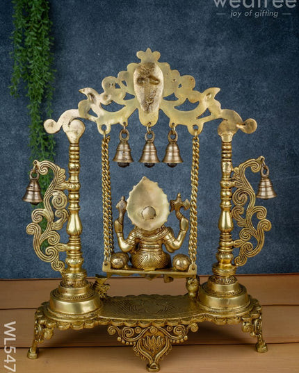 Brass Swing Ganesha with Bell - 19 inch - WL5470 - Brass Figurines