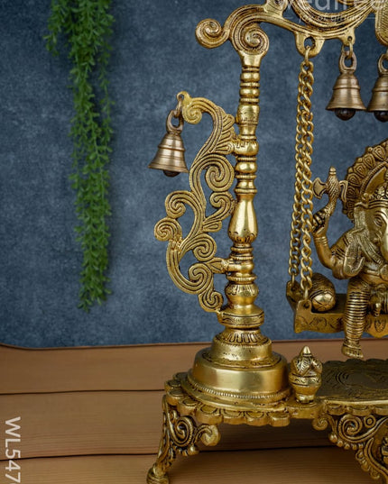Brass Swing Ganesha with Bell - 19 inch - WL5470 - Brass Figurines