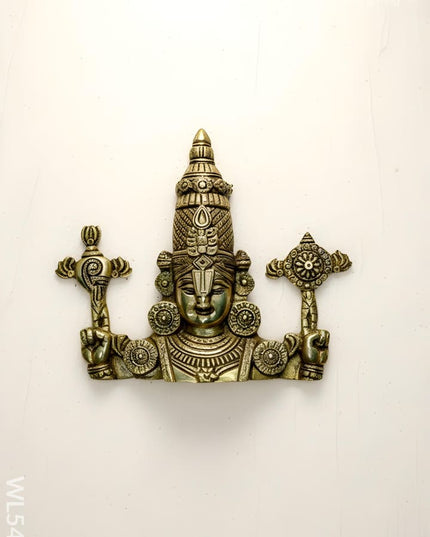 Brass Tirupathi Balaji Wall Hanging - 9 inch - WL5463 - Brass Wall Hanging
