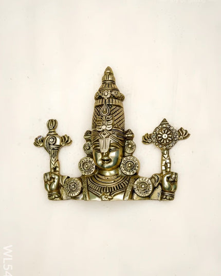 Brass Tirupathi Balaji Wall Hanging - 9 inch - WL5463 - Brass Wall Hanging