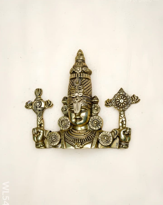 Brass Tirupathi Balaji Wall Hanging - 9 inch - WL5463 - Brass Wall Hanging