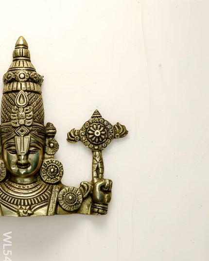 Brass Tirupathi Balaji Wall Hanging - 9 inch - WL5463 - Brass Wall Hanging