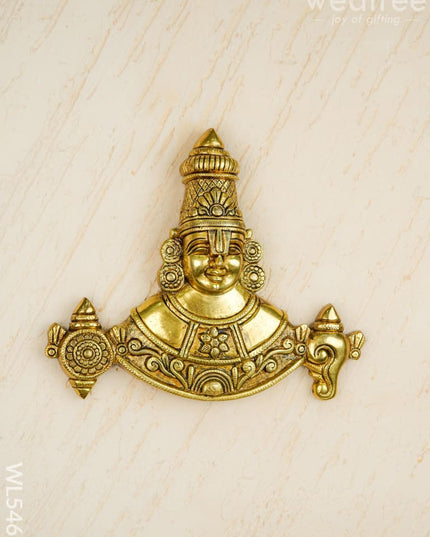 Brass Tirupathi Balaji Wall Hanging - 9 inch - WL5465 - Brass Wall Hanging