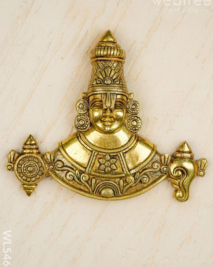 Brass Tirupathi Balaji Wall Hanging - 9 inch - WL5465 - Brass Wall Hanging