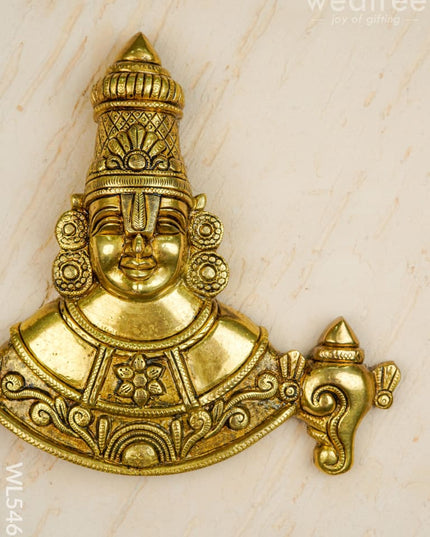 Brass Tirupathi Balaji Wall Hanging - 9 inch - WL5465 - Brass Wall Hanging