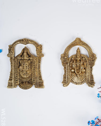 Brass Tirupati Balaji with Padmavathi Thayar Wall Hanging - 7 inch - WL5283 - Brass Wall Hanging