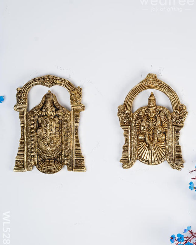 Brass Tirupati Balaji with Padmavathi Thayar Wall Hanging - 7 inch - WL5283 - Brass Wall Hanging