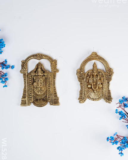 Brass Tirupati Balaji with Padmavathi Thayar Wall Hanging - 7 inch - WL5283 - Brass Wall Hanging