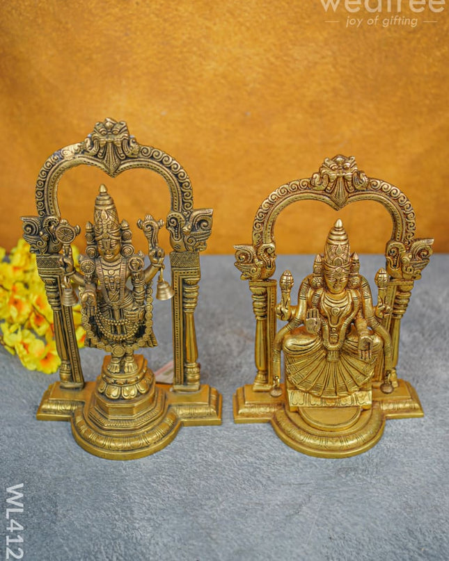 Brass Tirupati Balaji With Padmavathi Thayar - Wl4122 Figurines