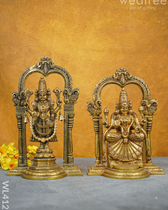 Brass Tirupati Balaji With Padmavathi Thayar - Wl4122 Figurines
