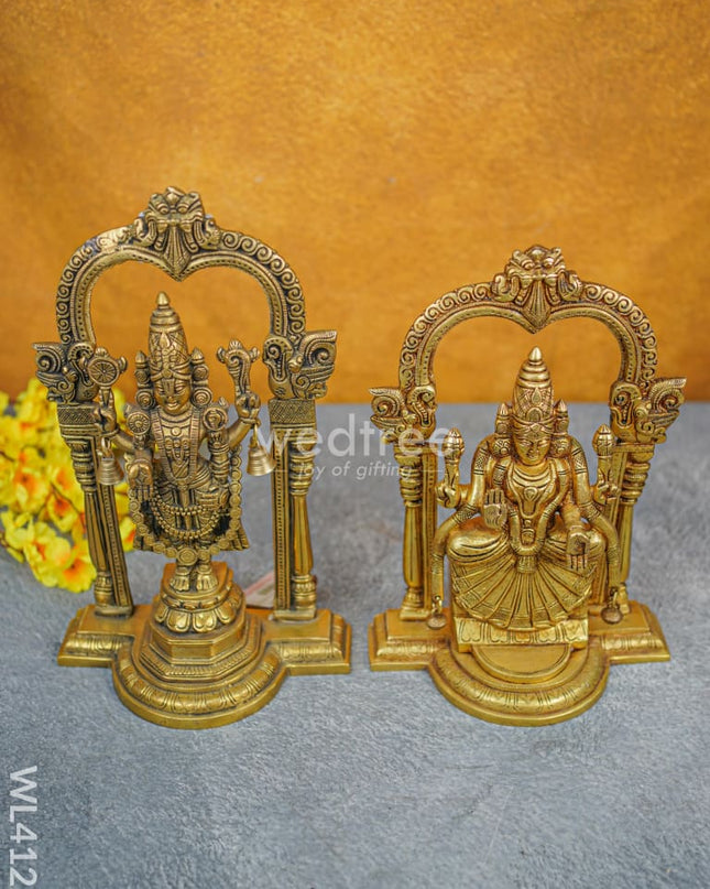 Brass Tirupati Balaji With Padmavathi Thayar - Wl4122 Figurines