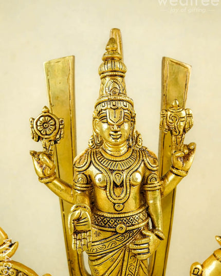 Brass Tirupati Balaji With Shank Chakra & Nama - WL4365 - Brass Figurines