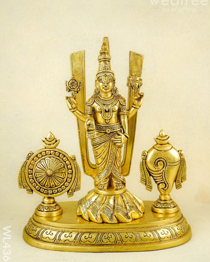 Brass Tirupati Balaji With Shank Chakra & Nama - WL4365 - Brass Figurines