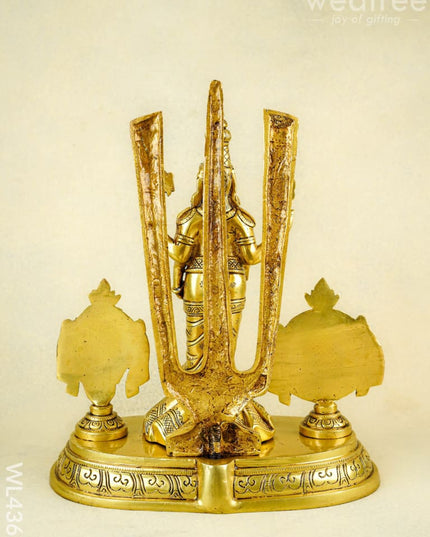 Brass Tirupati Balaji With Shank Chakra & Nama - WL4365 - Brass Figurines