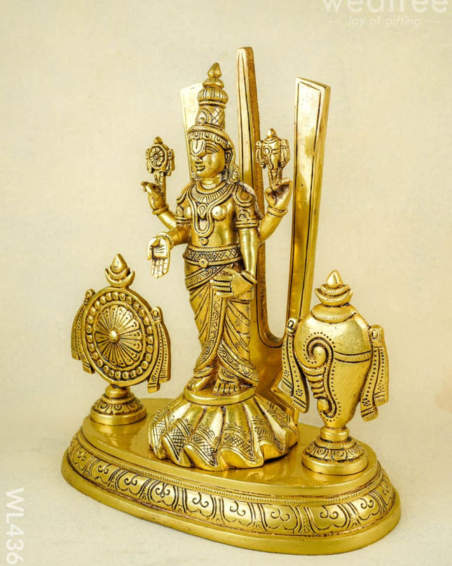 Brass Tirupati Balaji With Shank Chakra & Nama - WL4365 - Brass Figurines