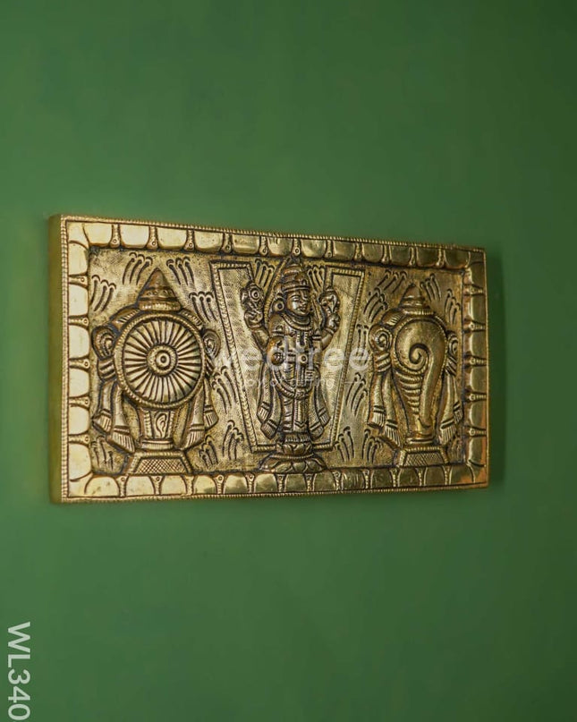 Brass Tirupati Balaji With Shanku Chakra Wall Hanging - Wl3408 Figurines