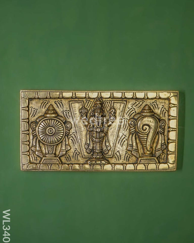 Brass Tirupati Balaji With Shanku Chakra Wall Hanging - Wl3408 Figurines