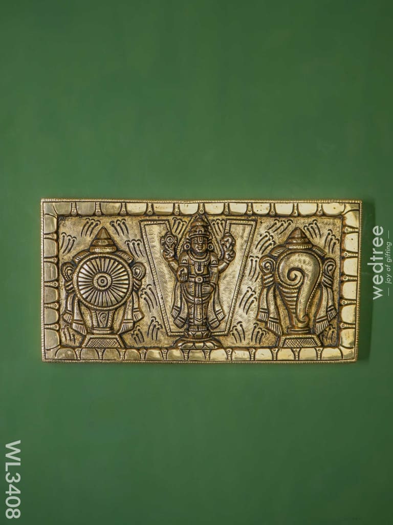 Brass Tirupati Balaji With Shanku Chakra Wall Hanging - Wl3408 Figurines